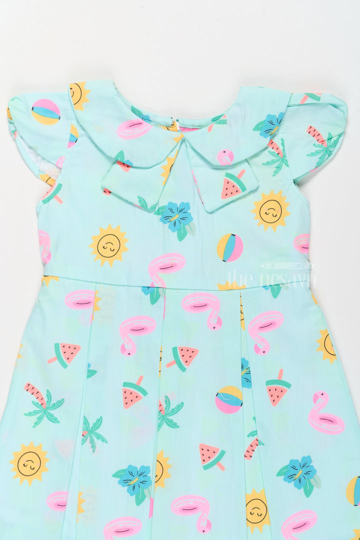 The Nesavu Girls Cotton Frock Frill Cotton Dress for Girls with Playful Summer Prints Nesavu Girls Frill Cotton Dress Summer Prints Peter Pan Collar