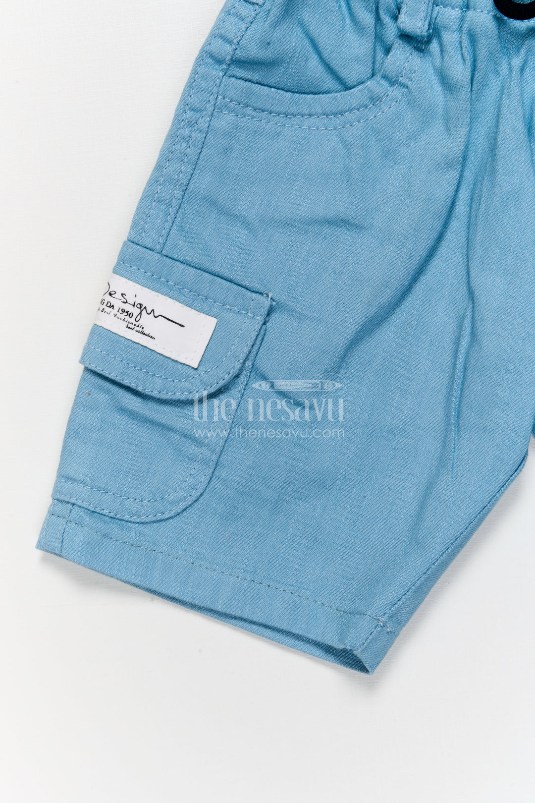 The Nesavu Boys Shorts Functional Cotton Boys Shorts with Twin Flap Pockets and Patch Detail Nesavu Boys cotton shorts with utility-style pockets and label detailing