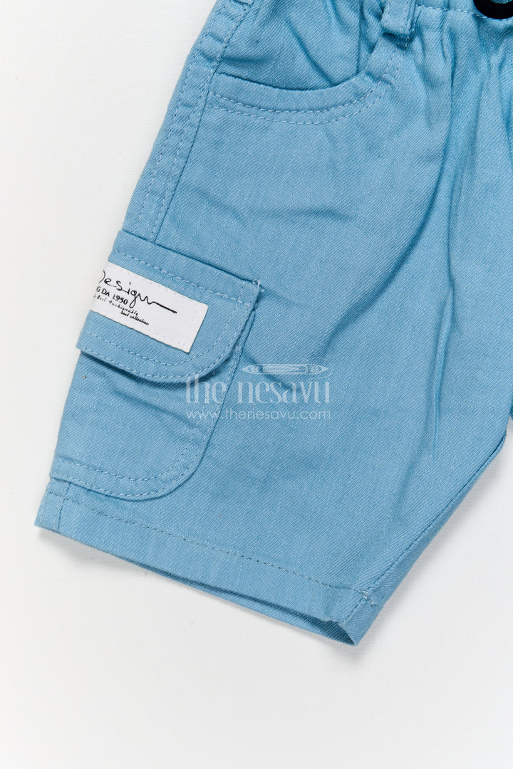 The Nesavu Boys Shorts Functional Cotton Boys Shorts with Twin Flap Pockets and Patch Detail Nesavu Boys cotton shorts with utility-style pockets and label detailing