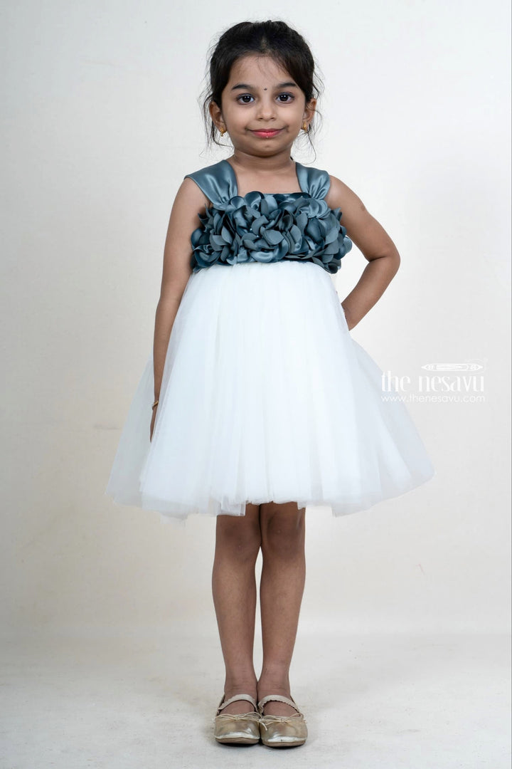 The Nesavu Girls Tutu Frock Gary Soft Shimmer Net Party Wear Frock for Little Girl Nesavu 16 (1Y) / Gray PF31-16