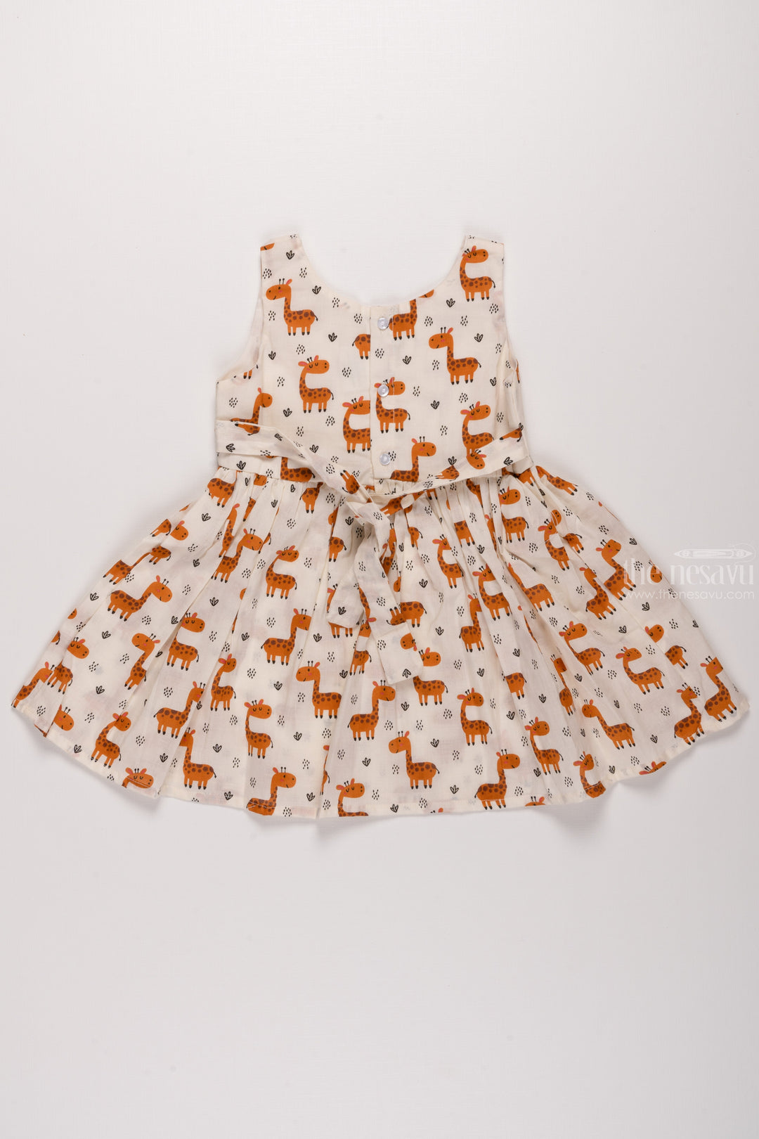 The Nesavu Baby Cotton Frocks Giraffe Giggles: Adorable Giraffe-Patterned Baby Cotton Frock Nesavu Elegant Baby Formal Wear | Sophisticated Frocks for Special Occasions | The Nesavu