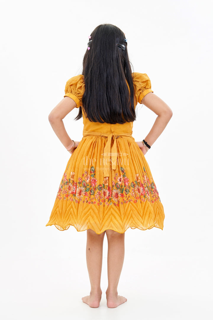 The Nesavu Silk Party Frock Girls Aesthetic Birthday Dress with Floral Embroidery and Pleated Flared Skirt for a Festive Look Nesavu Nesavu Girls Aesthetic Birthday Dress Floral Embroidery Pleated Flared Skirt