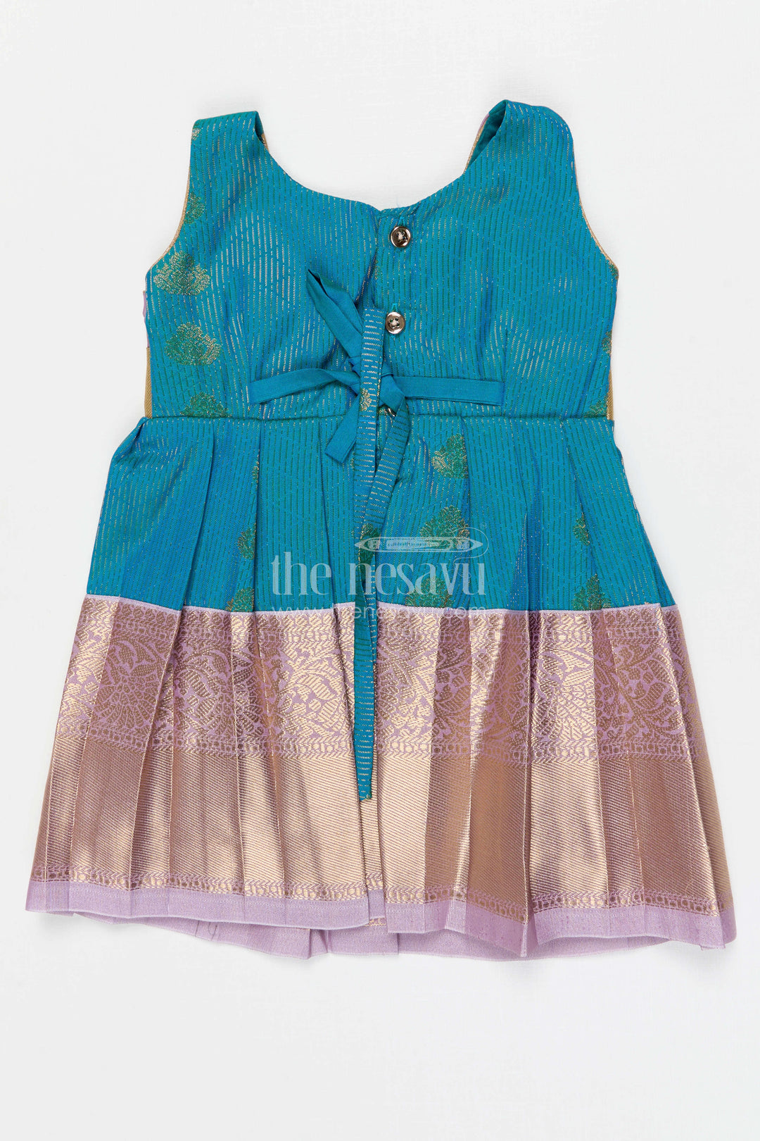 The Nesavu Girls Kanchi Silk Frock Girls Arani Silk Frock for Traditional Weddings and Functions Nesavu Nesavu Girls Semi Arani Kanchivaram Silk Frock For Weddings Traditional Functions And Festive Wear