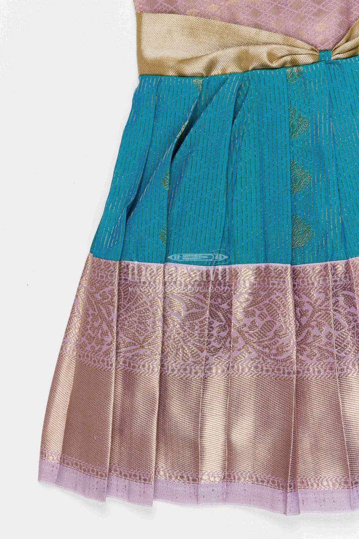 The Nesavu Girls Kanchi Silk Frock Girls Arani Silk Frock for Traditional Weddings and Functions Nesavu Nesavu Girls Semi Arani Kanchivaram Silk Frock For Weddings Traditional Functions And Festive Wear