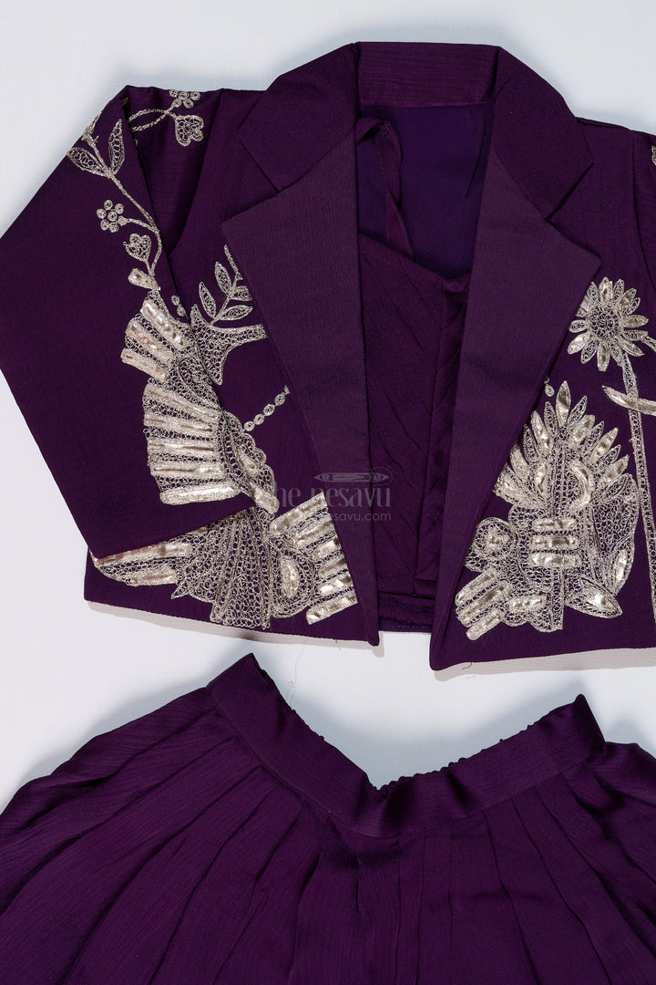 The Nesavu Girls Dothi Sets Girls Attire Dress Traditional with Designer Embroidered Jacket and Dhoti Pants for a Stylish Ethnic Look Nesavu Nesavu Girls Attire Dress Traditional Embroidered Jacket Stylish Dhoti Pants