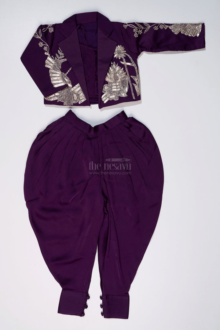 The Nesavu Girls Dothi Sets Girls Attire Dress Traditional with Designer Embroidered Jacket and Dhoti Pants for a Stylish Ethnic Look Nesavu Nesavu Girls Attire Dress Traditional Embroidered Jacket Stylish Dhoti Pants