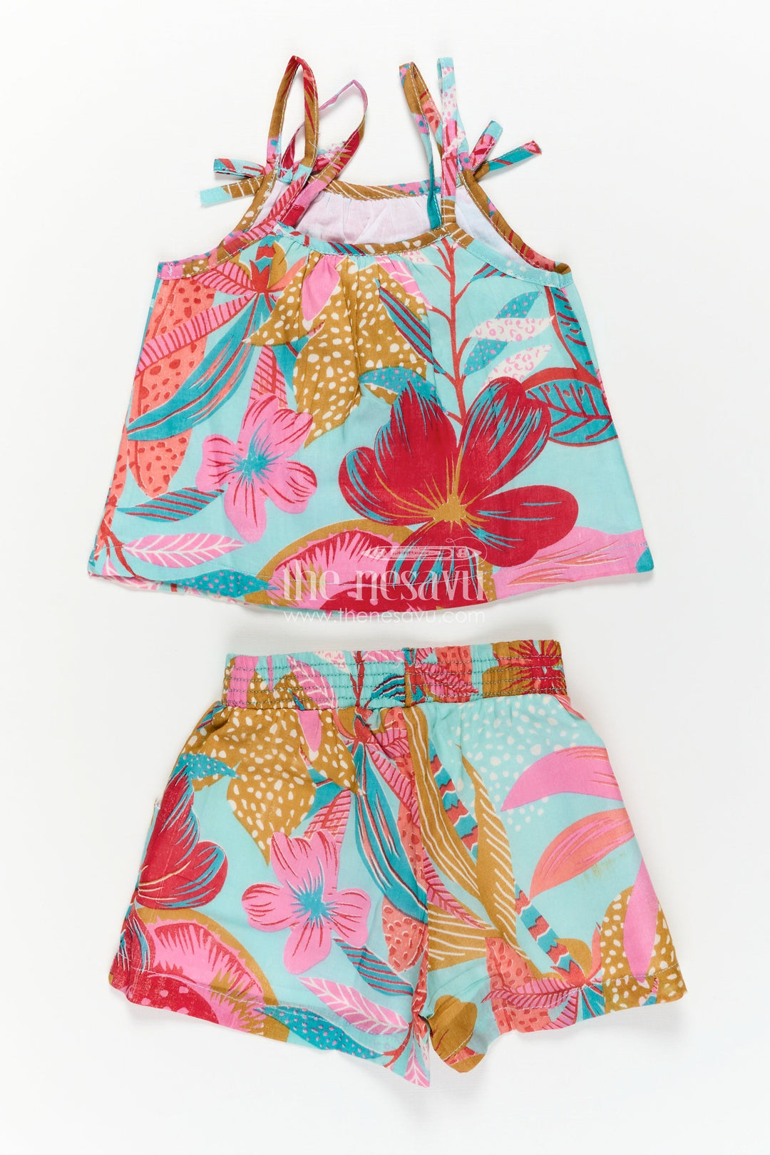 The Nesavu Baby Casual Sets Girls Baby Cotton Dress Design Set with Abstract Printed Sleeveless Top and Matching Shorts in Soft Cotton Nesavu Girls Cotton Dress Design Set Printed Sleeveless Top Shorts Everyday Style | The Nesavu