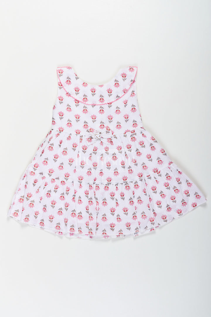 The Nesavu Baby Cotton Frocks Girls Beautiful Frock in Pure Cotton with Floral Prints and Cute Bow Detail Nesavu 16 (1Y) / Pink BFJ743B-16 Nesavu Girls Beautiful Frock Pure Cotton Floral Prints Cute Bow Detail