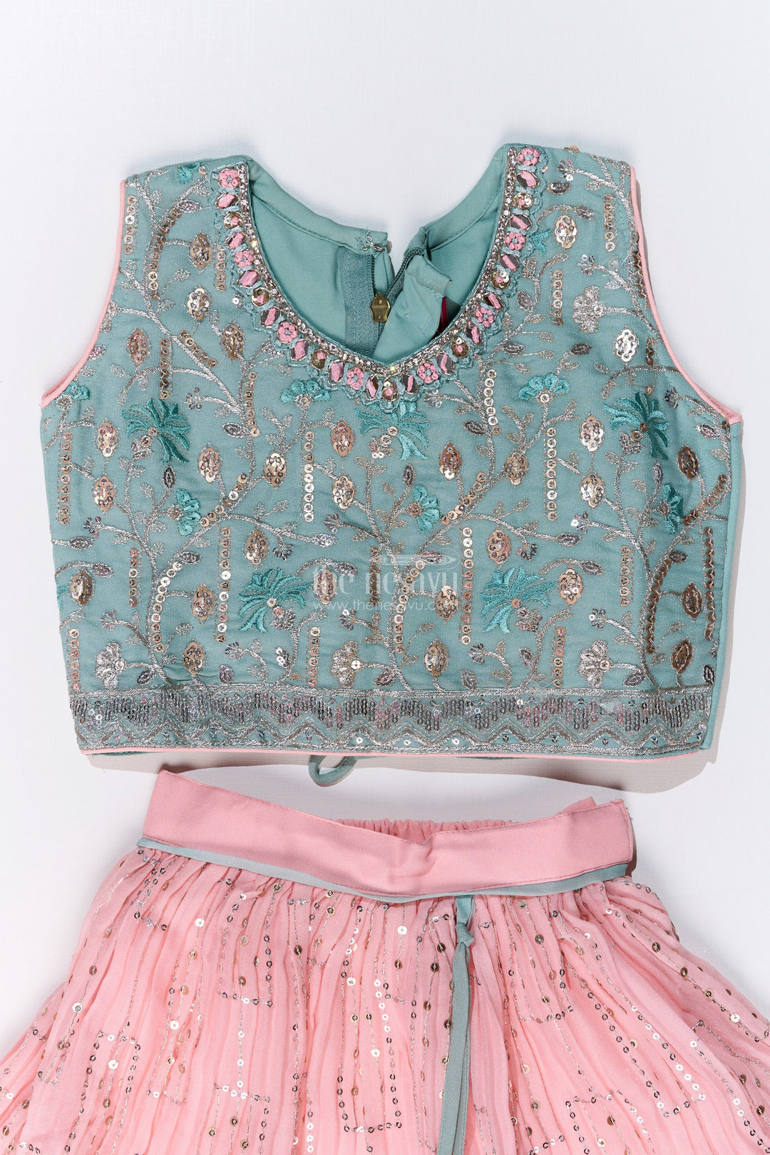 The Nesavu Girls Lehenga Choli Girls Beautiful Ghagra Choli with Embroidery and Sequin Detailing for Wedding Wear Nesavu Nesavu Girls Beautiful Ghagra Choli Designer Embroidery Sequins Wedding Wear