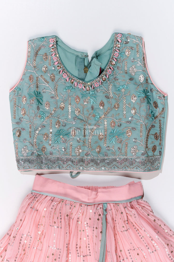 The Nesavu Girls Lehenga Choli Girls Beautiful Ghagra Choli with Embroidery and Sequin Detailing for Wedding Wear Nesavu Nesavu Girls Beautiful Ghagra Choli Designer Embroidery Sequins Wedding Wear