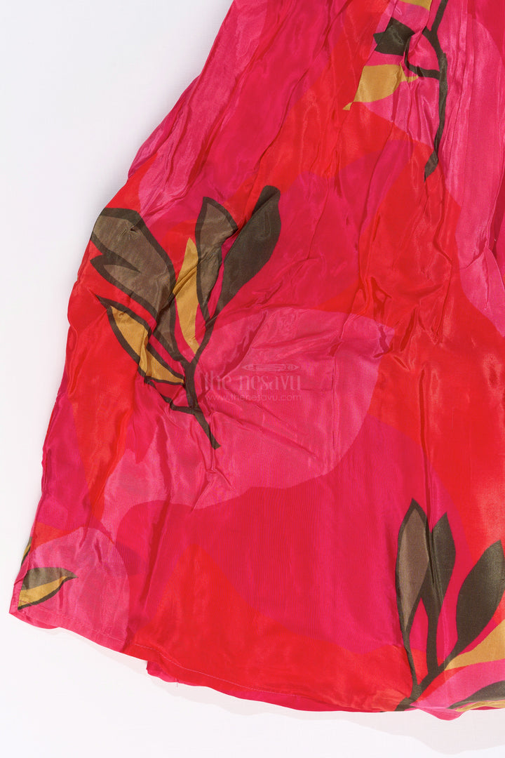 The Nesavu Girls Lehenga Choli Girls Birthday Lehenga with Floral Print and Embellished Sleeveless Choli in Vibrant Pink Nesavu Nesavu Girls Pink Birthday Lehenga Floral Print Embellished Sleeveless Choli
