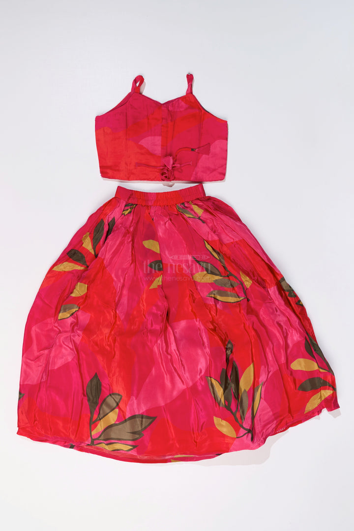 The Nesavu Girls Lehenga Choli Girls Birthday Lehenga with Floral Print and Embellished Sleeveless Choli in Vibrant Pink Nesavu Nesavu Girls Pink Birthday Lehenga Floral Print Embellished Sleeveless Choli