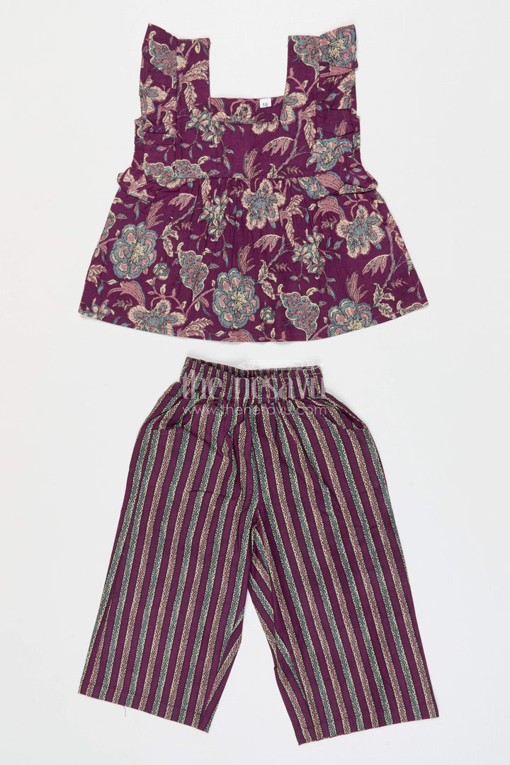 The Nesavu Girls Co-Ord Sets Girls Breathable Cotton Outfit for Summer Holidays Nesavu 16 (1Y) / Brown / Cotton GCS007A-16 Nesavu Girls Breathable Cotton Co Ord Set For Summer Holidays And Park Outings