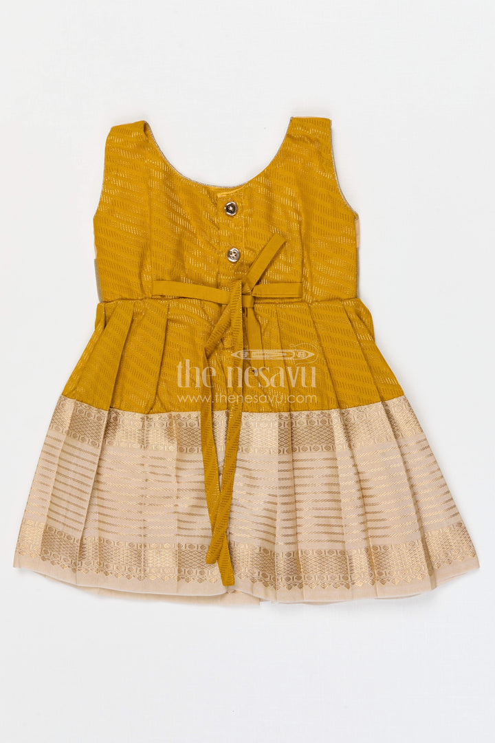 The Nesavu Girls Kanchi Silk Frock Girls Bridal Silk Frock for Wedding Ceremonies Nesavu Nesavu Girls Bridal Kanchivaram Silk Frock For Weddings Receptions And Festive Celebrations