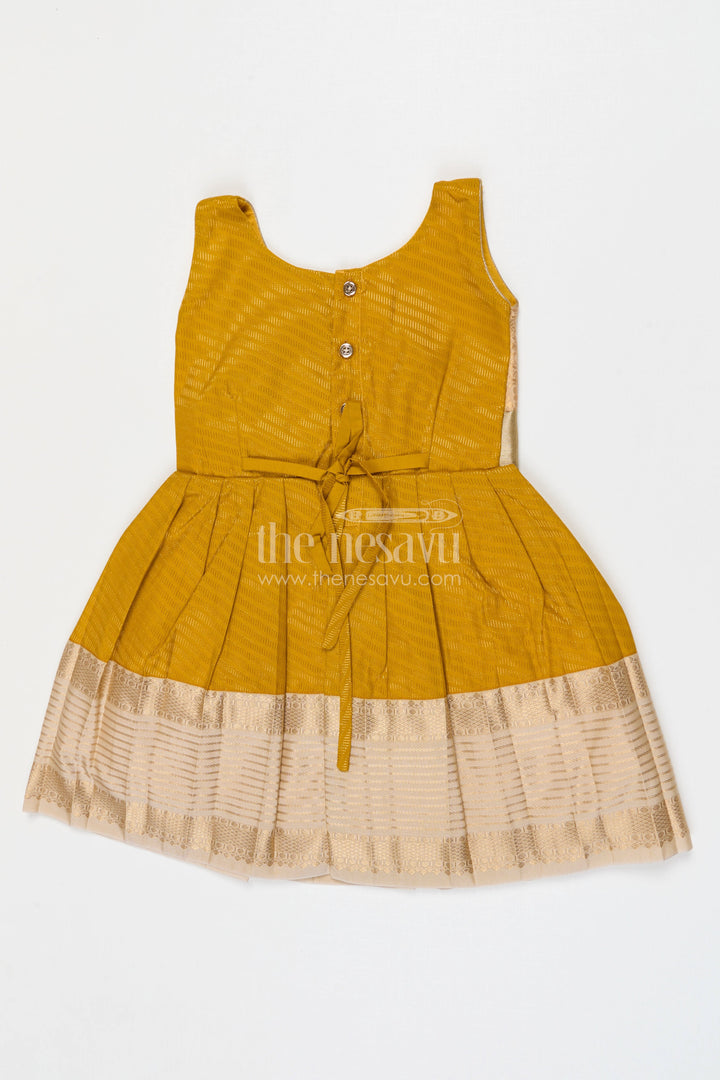 The Nesavu Girls Kanchi Silk Frock Girls Bridal Silk Frock for Wedding Ceremonies Nesavu Nesavu Girls Bridal Kanchivaram Silk Frock For Weddings Receptions And Festive Celebrations