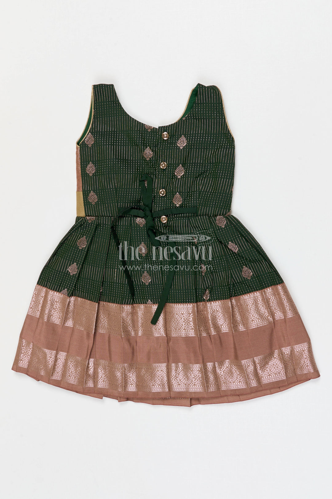 The Nesavu Girls Kanchi Silk Frock Girls Bridal Silk Frock for Weddings and Receptions Nesavu Nesavu Girls Semi Bridal Silk Kanchivaram Frock For Weddings Receptions And Festive Occasions