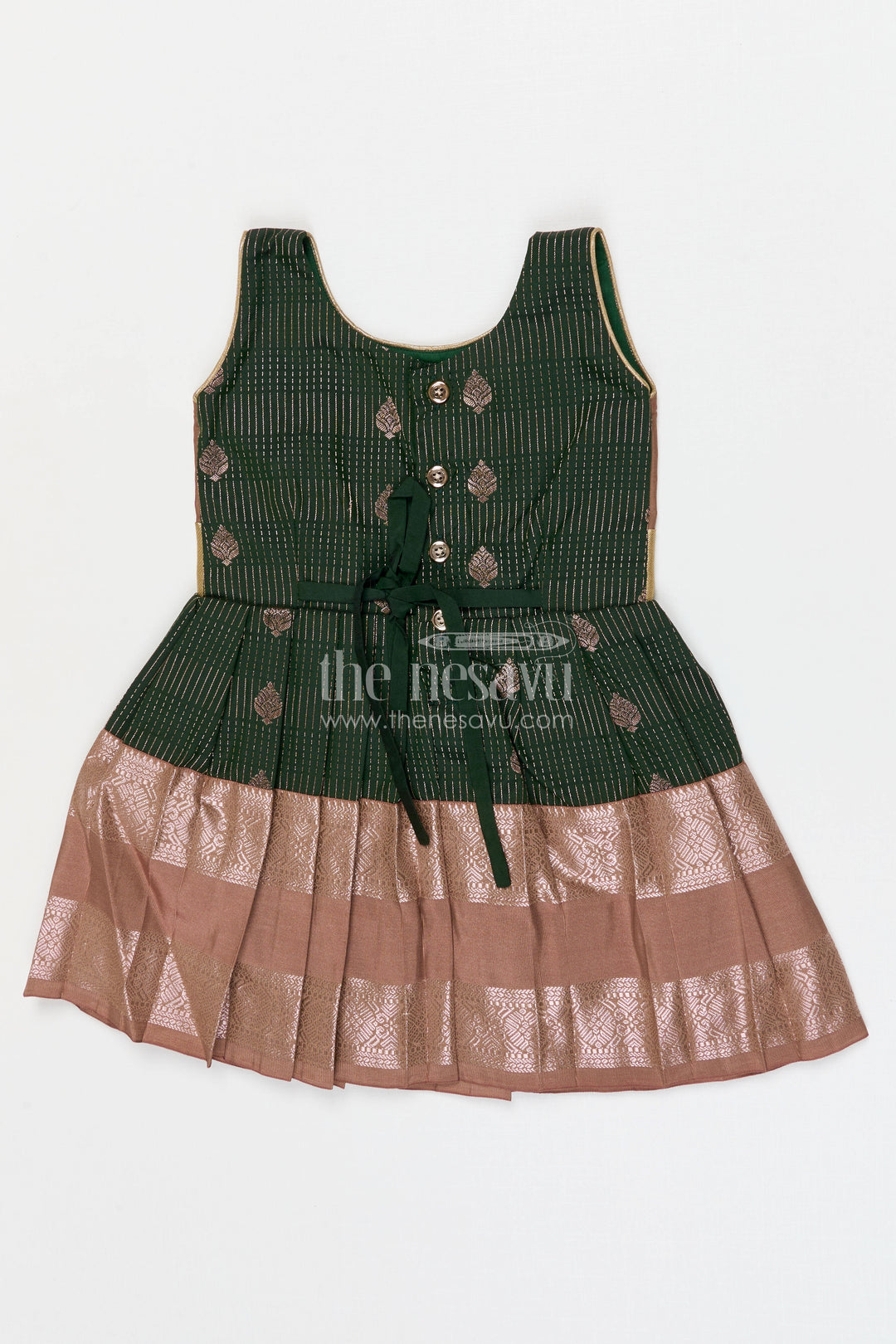 The Nesavu Girls Kanchi Silk Frock Girls Bridal Silk Frock for Weddings and Receptions Nesavu Nesavu Girls Semi Bridal Silk Kanchivaram Frock For Weddings Receptions And Festive Occasions