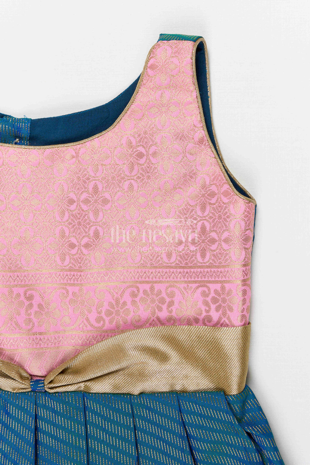 The Nesavu Girls Kanchi Silk Frock Girls Bridesmaid Silk Frock for Wedding Celebrations Nesavu Nesavu Girls Bridesmaid Kanchivaram Silk Frock For Weddings Receptions And Festive Functions