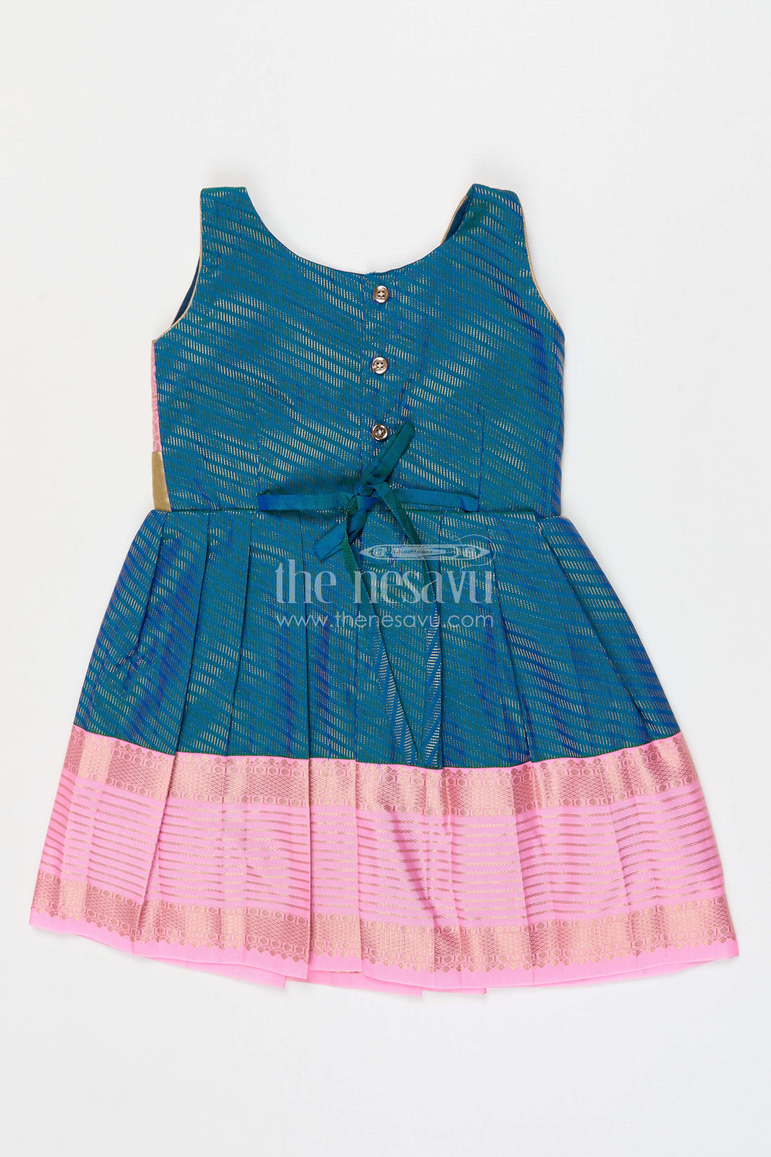 The Nesavu Girls Kanchi Silk Frock Girls Bridesmaid Silk Frock for Wedding Celebrations Nesavu Nesavu Girls Bridesmaid Kanchivaram Silk Frock For Weddings Receptions And Festive Functions