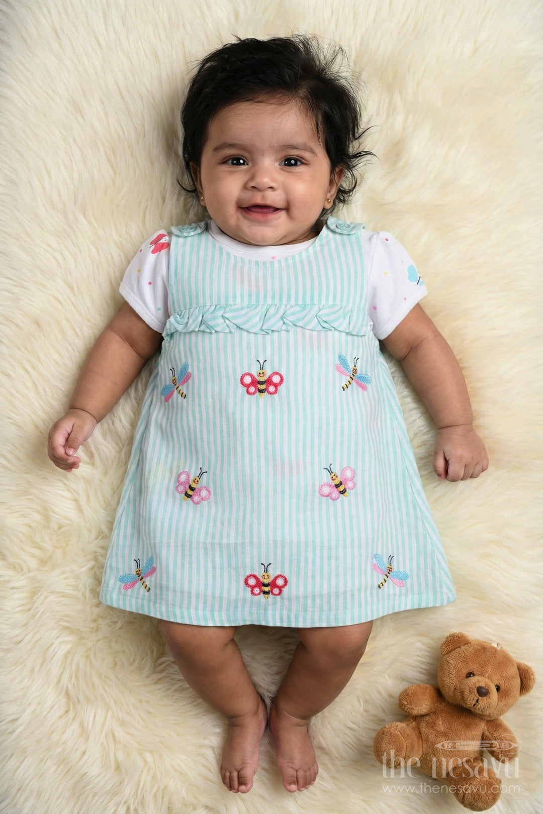 The Nesavu Girls Casual Set Girls Casual Cotton Dress Set with Thread Embroidery for Everyday Wear Nesavu Nesavu girls casual cotton dress set thread embroidery  ideal everyday comfort style