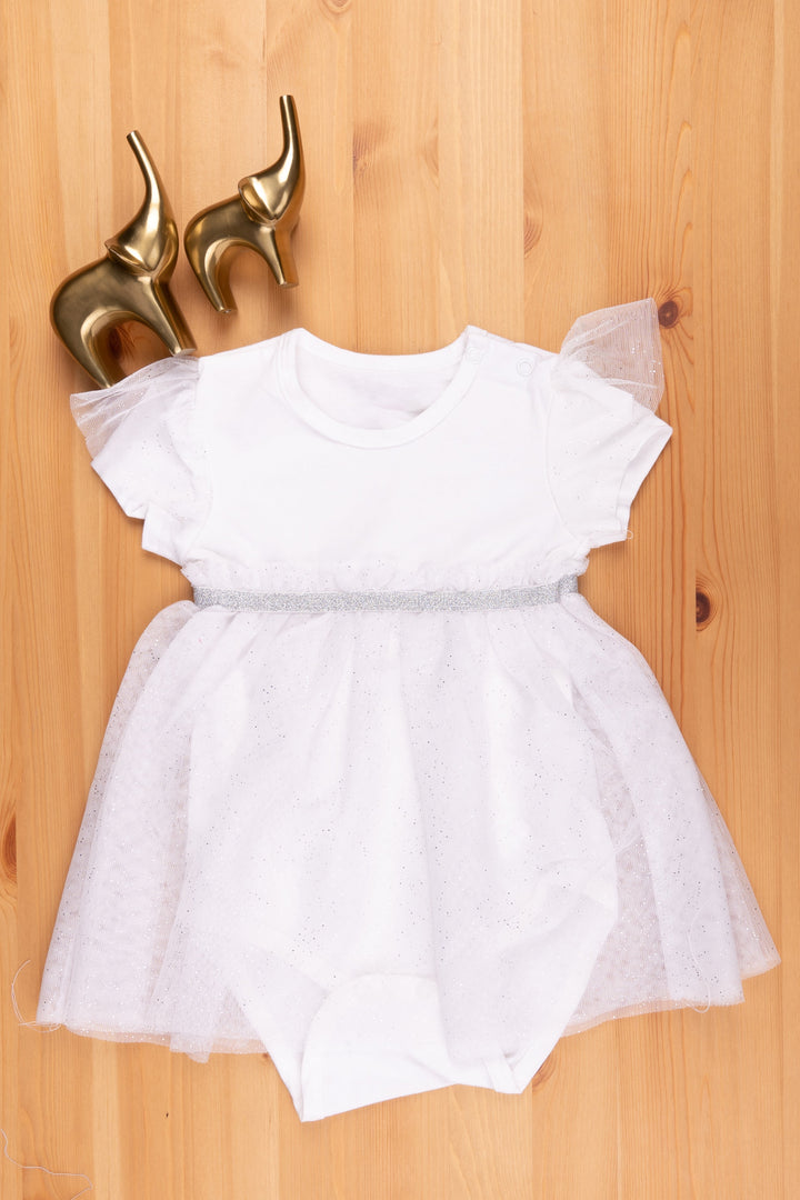 The Nesavu Baby Tutu Frock Girls Casual Everyday Dress Comfortable and Chic Frock psr silks Nesavu 10 (NB) / White LGFC003