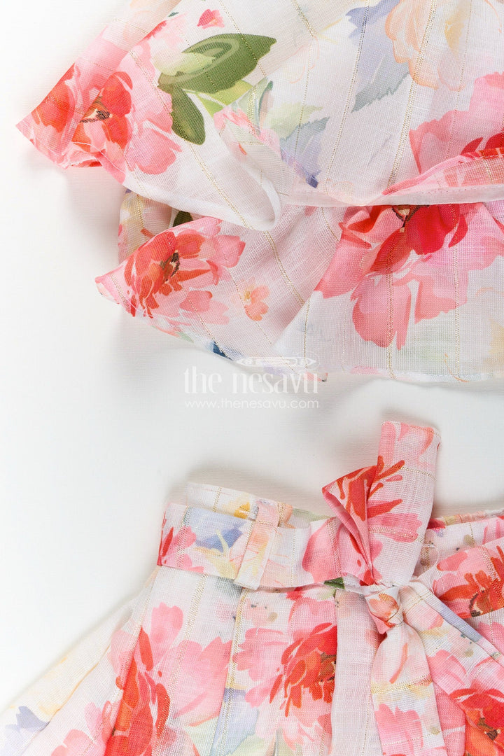 The Nesavu Girls casual floral set for summer outings and travel days Nesavu Nesavu girls cotton casual set floral digital print  perfect travel playdates summer fun