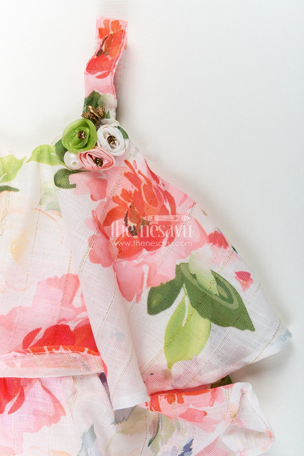 The Nesavu Girls casual floral set for summer outings and travel days Nesavu Nesavu girls cotton casual set floral digital print  perfect travel playdates summer fun