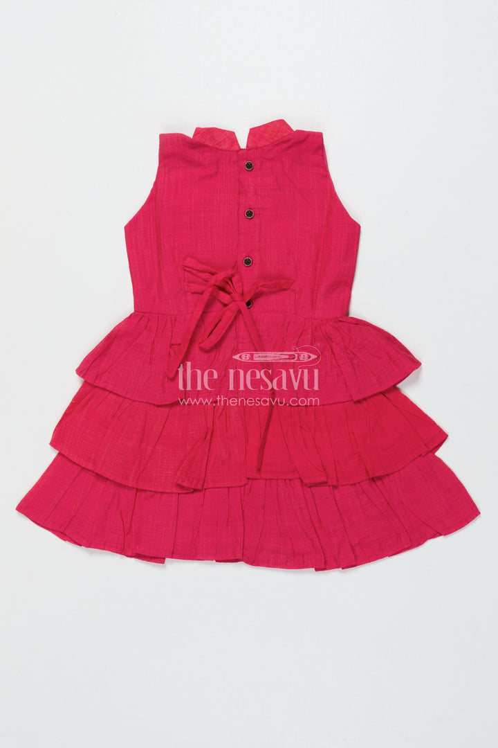 The Nesavu Girls Chanderi Frock Girls Chanderi Frock for Birthdays and Ethnic Celebrations Nesavu Nesavu girls pink chanderi frock birthday celebrations traditional functions