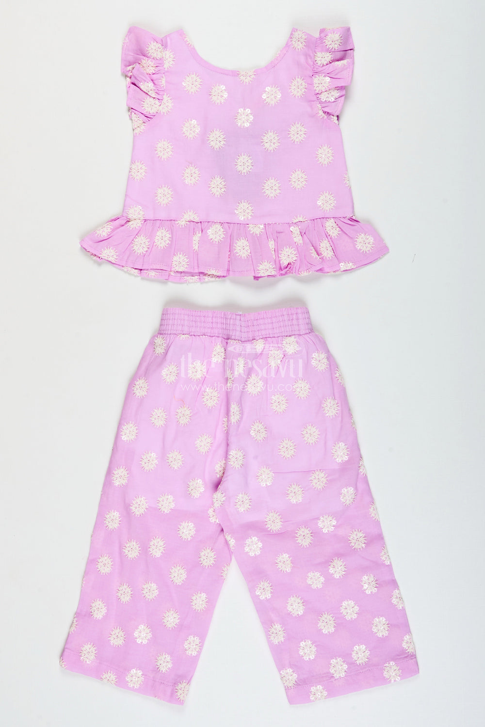 The Nesavu Girls Co-Ord Sets Girls Chikankari Plazo Set for Festive Events and Ethnic Day At School Nesavu 16 (1Y) / Purple GPS794B-16 Nesavu girls cotton chikankari plazo set  perfect ethnic school days festive wear