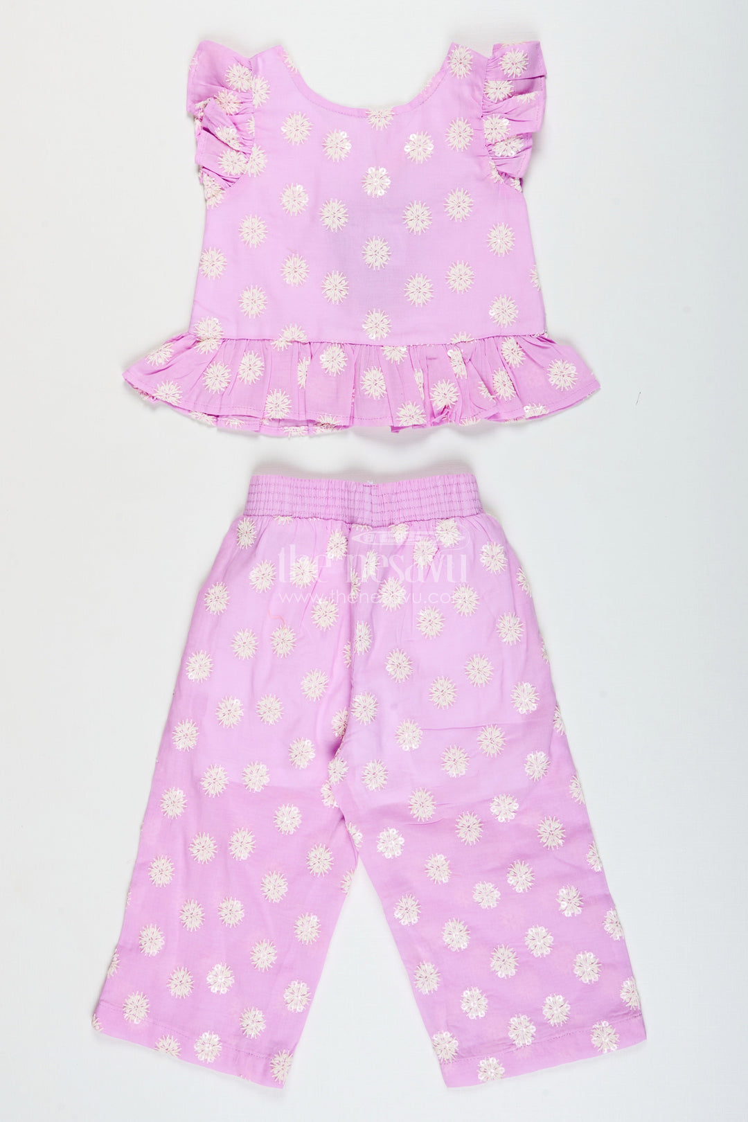 The Nesavu Girls Co-Ord Sets Girls Chikankari Plazo Set for Festive Events and Ethnic Day At School Nesavu 16 (1Y) / Purple GPS794B-16 Nesavu girls cotton chikankari plazo set  perfect ethnic school days festive wear