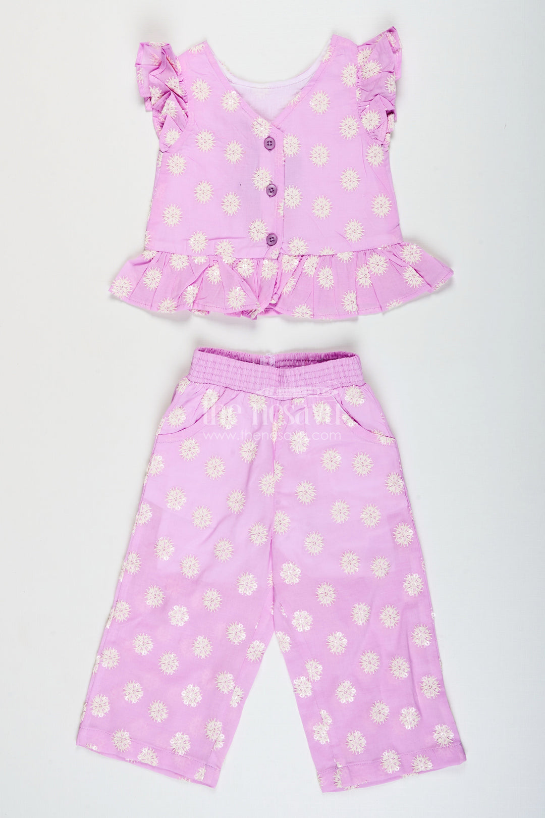 The Nesavu Girls Co-Ord Sets Girls Chikankari Plazo Set for Festive Events and Ethnic Day At School Nesavu Nesavu girls cotton chikankari plazo set  perfect ethnic school days festive wear