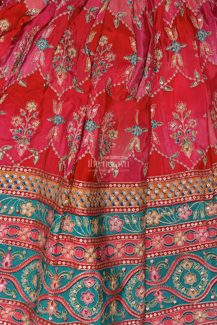 The Nesavu Girls Lehenga Choli Girls Choli with Placement Print and Embroidery Featuring a Flared Lehenga for Special Occasions Nesavu Girls Choli Placement Print Embroidery Paired Flared Lehenga Weddings | The Nesavu