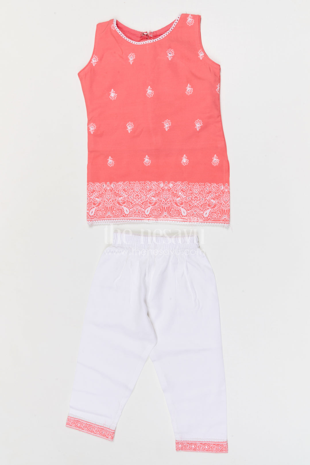 The Nesavu Girls Churidar Sets Girls Churidar Set for Festivals and Traditional Celebrations Nesavu 18 (2Y) / Peach / Cotton GPS990B-18 Nesavu girls cotton churidar set for festivals and traditional celebrations with embroidered kurti