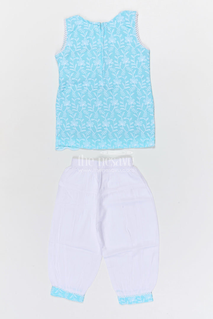 The Nesavu Girls Churidar Sets Girls Churidar Set for Festive Occasions and Family Gatherings Nesavu Nesavu girls cotton churidar set with thread embroidery for festive wear