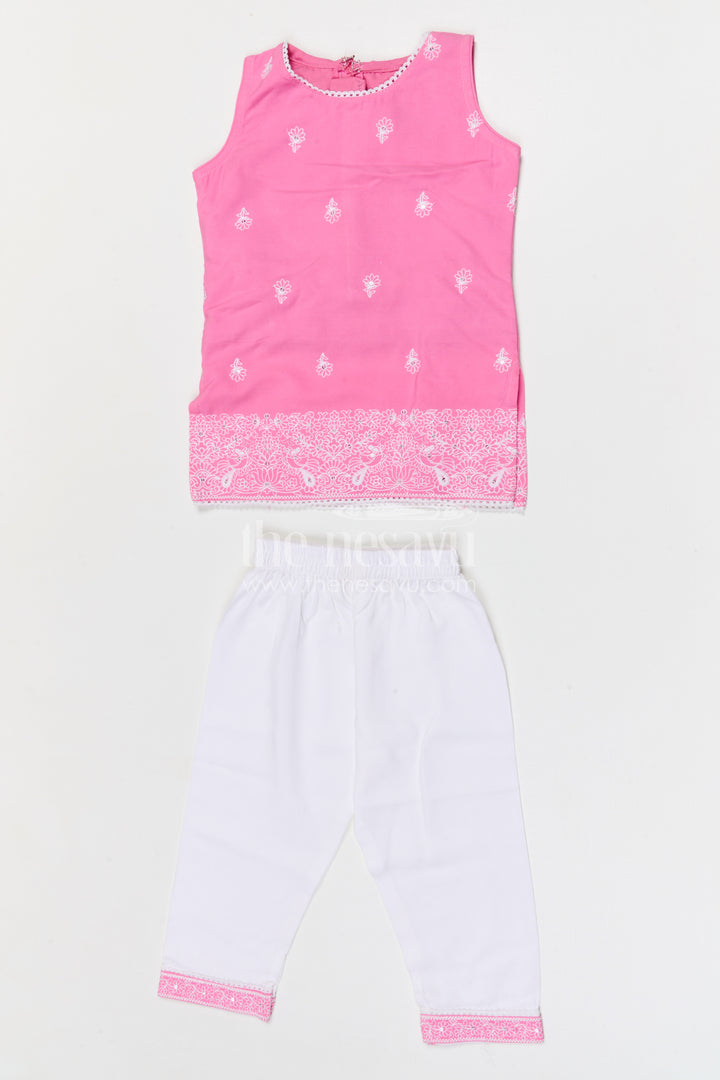 The Nesavu Girls Churidar Sets Girls Churidar Set for Festive Outings and Family Functions Nesavu 18 (2Y) / Pink / Cotton GPS990A-18 Nesavu girls cotton churidar set for festive outings and family functions with thread embroidery