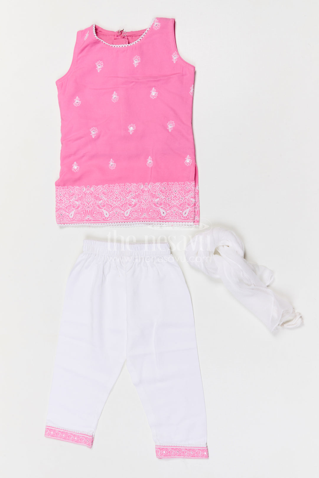 The Nesavu Girls Churidar Sets Girls Churidar Set for Festive Outings and Family Functions Nesavu Nesavu girls cotton churidar set for festive outings and family functions with thread embroidery