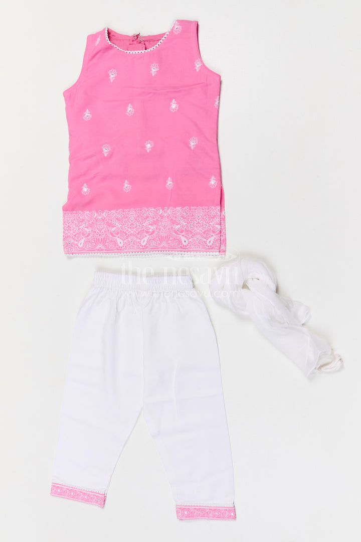 The Nesavu Girls Churidar Sets Girls Churidar Set for Festive Outings and Family Functions Nesavu Nesavu girls cotton churidar set for festive outings and family functions with thread embroidery