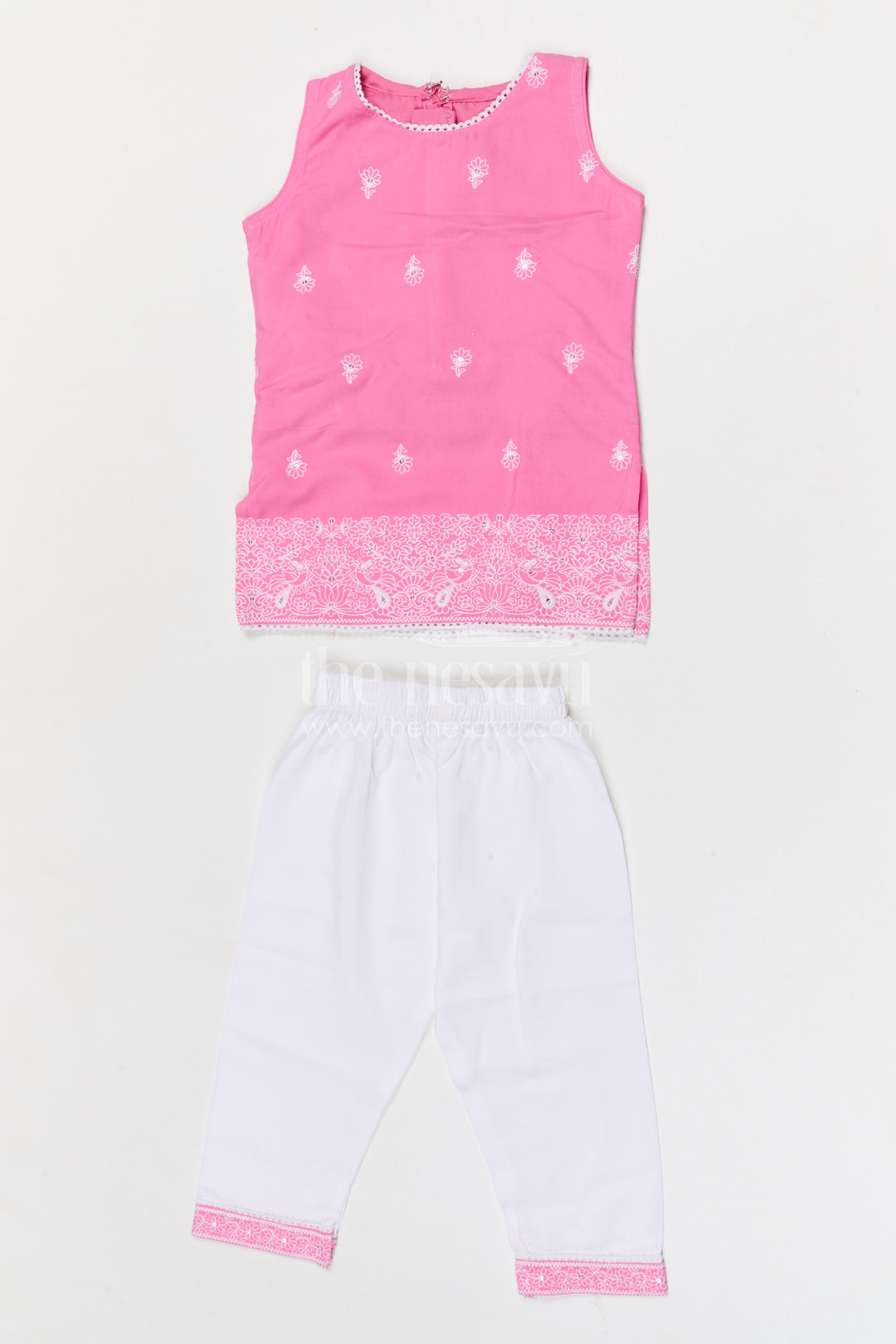 The Nesavu Girls Churidar Sets Girls Churidar Set for Festive Outings and Family Functions Nesavu Nesavu girls cotton churidar set for festive outings and family functions with thread embroidery