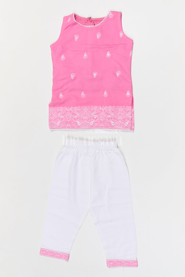 The Nesavu Girls Churidar Sets Girls Churidar Set for Festive Outings and Family Functions Nesavu Nesavu girls cotton churidar set for festive outings and family functions with thread embroidery