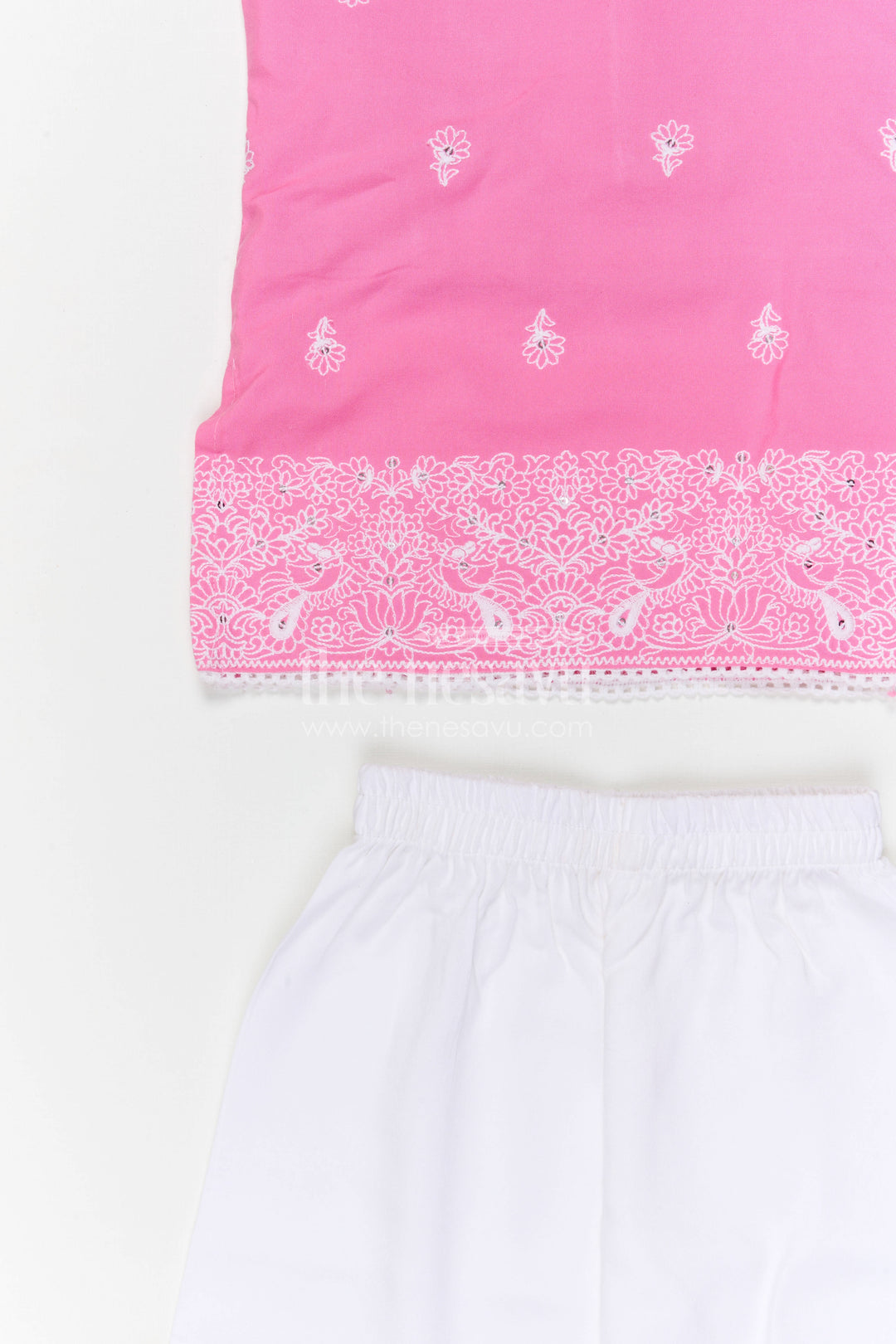 The Nesavu Girls Churidar Sets Girls Churidar Set for Festive Outings and Family Functions Nesavu Nesavu girls cotton churidar set for festive outings and family functions with thread embroidery