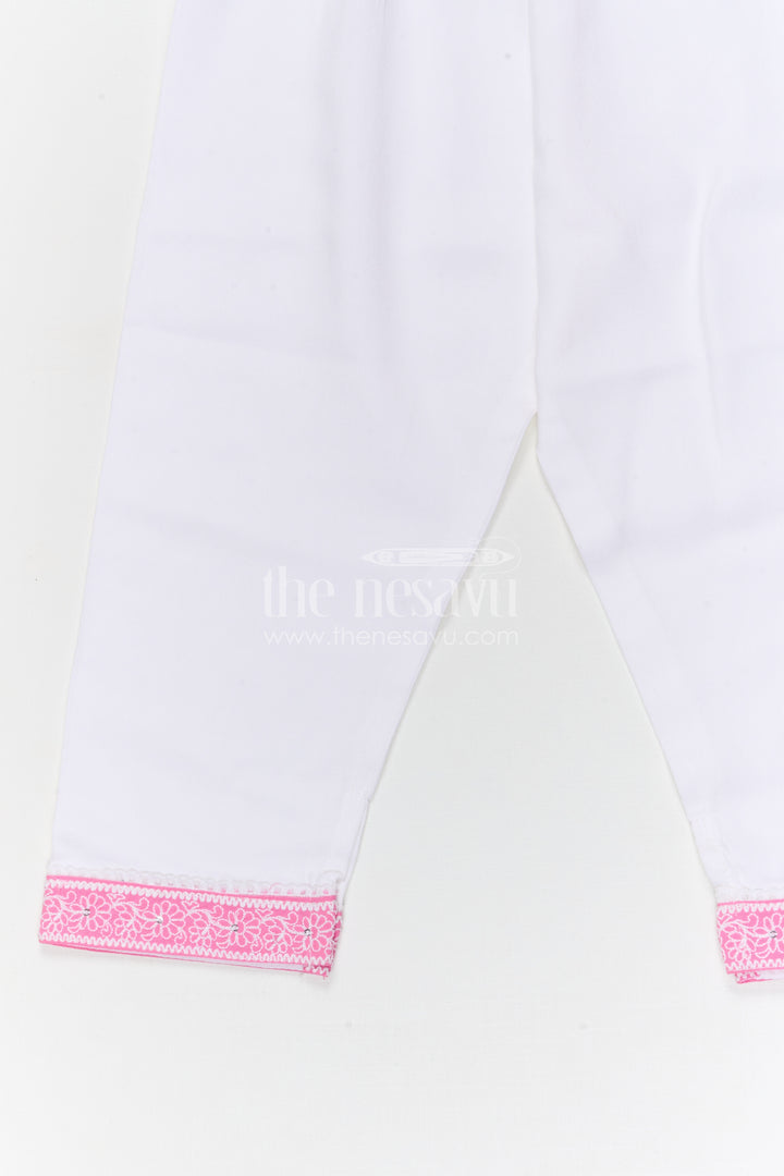 The Nesavu Girls Churidar Sets Girls Churidar Set for Festive Outings and Family Functions Nesavu Nesavu girls cotton churidar set for festive outings and family functions with thread embroidery