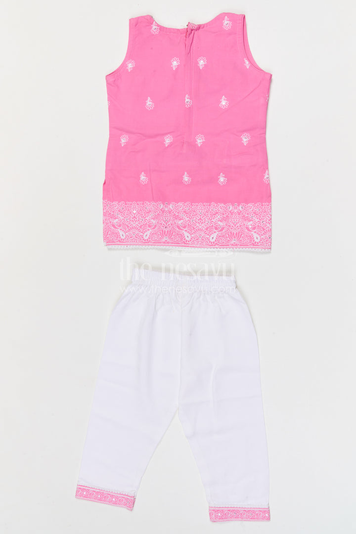 The Nesavu Girls Churidar Sets Girls Churidar Set for Festive Outings and Family Functions Nesavu Nesavu girls cotton churidar set for festive outings and family functions with thread embroidery