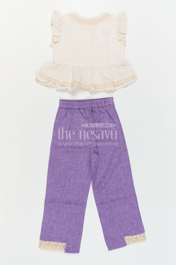 The Nesavu Girls Co-Ord Sets Girls Co Ord Outfit for Festive Occasions and Casual Wear Nesavu Nesavu Girls Cotton Blend Co Ord Outfit With Thread Embroidery For Festive Occasions And Daily Wear