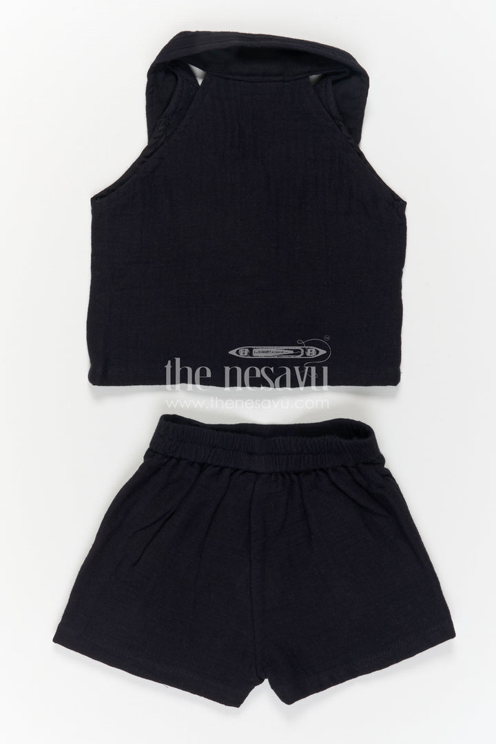 The Nesavu Girls Co-Ord Sets Girls Co Ord Outfit for Travel Days and Casual Outings Nesavu Nesavu Girls Muslin Cotton Co Ord Outfit For Travel And Outings With Embroidered Palm Design