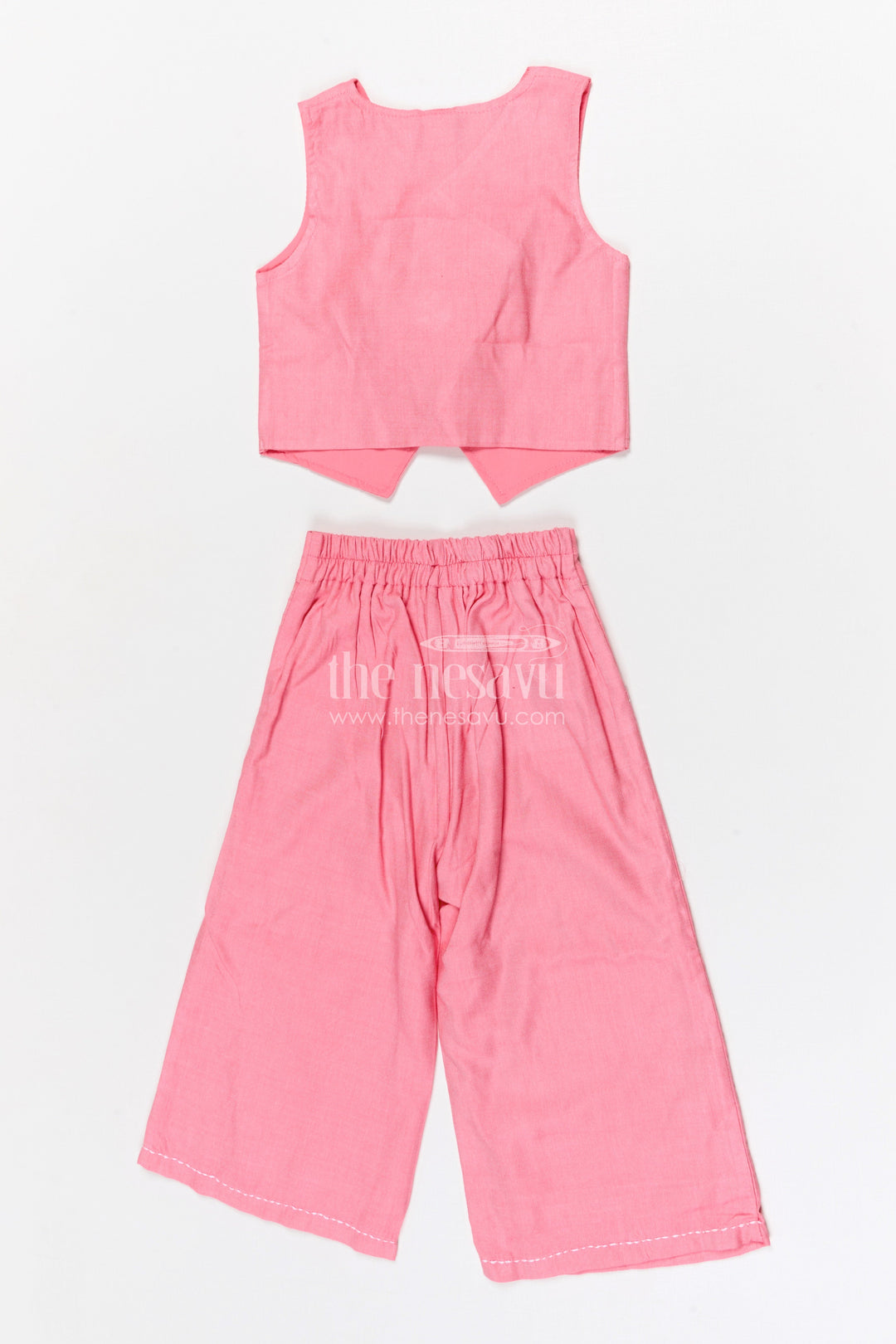 The Nesavu Girls Co-Ord Sets Girls Co Ord Set for Casual Outings and Birthday Wear Nesavu Nesavu girls cotton co ord set with floral applique for casual wear