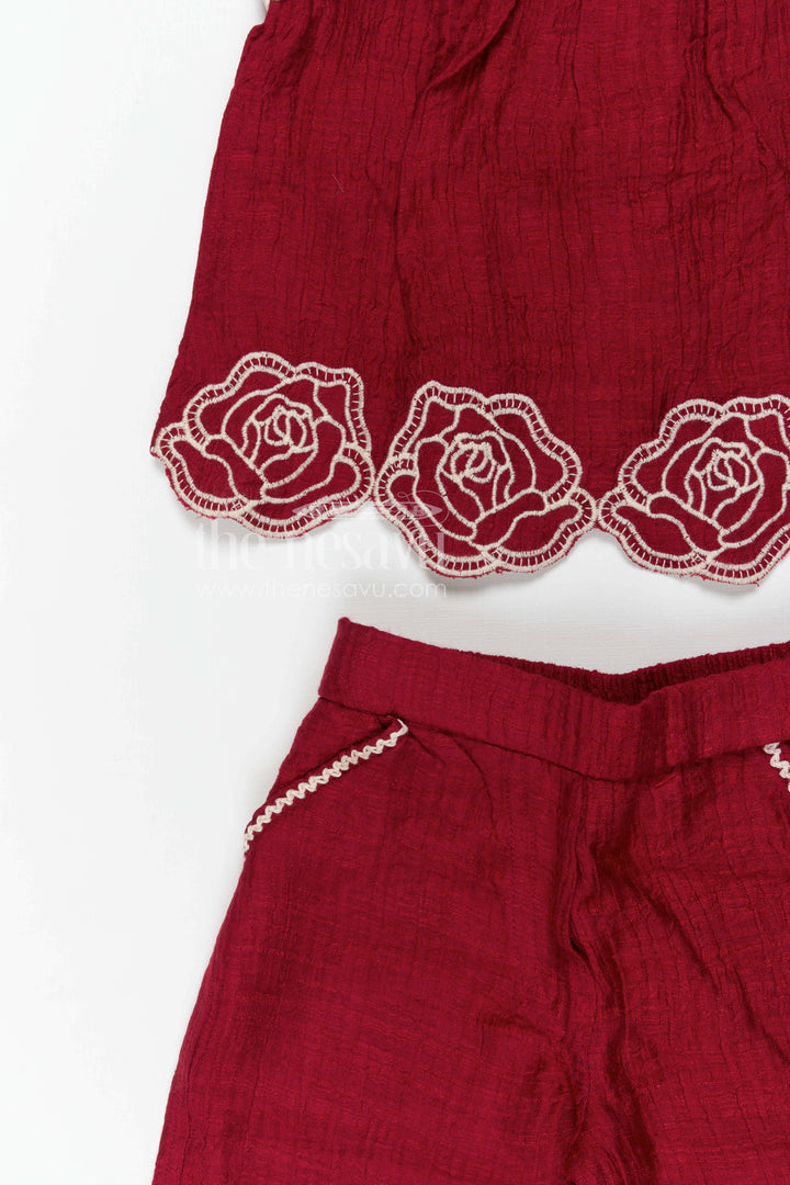 The Nesavu Girls Co-Ord Sets Girls Co Ord Set for Casual Outings and Comfortable Daily Wear Nesavu Nesavu girls co ord set for casual outings with rayon cotton fabric and thread embroidery breathable daily wear