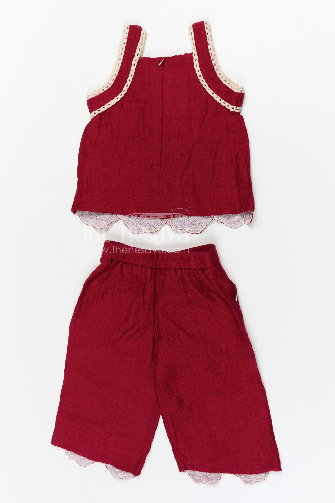 The Nesavu Girls Co-Ord Sets Girls Co Ord Set for Casual Outings and Comfortable Daily Wear Nesavu Nesavu girls co ord set for casual outings with rayon cotton fabric and thread embroidery breathable daily wear
