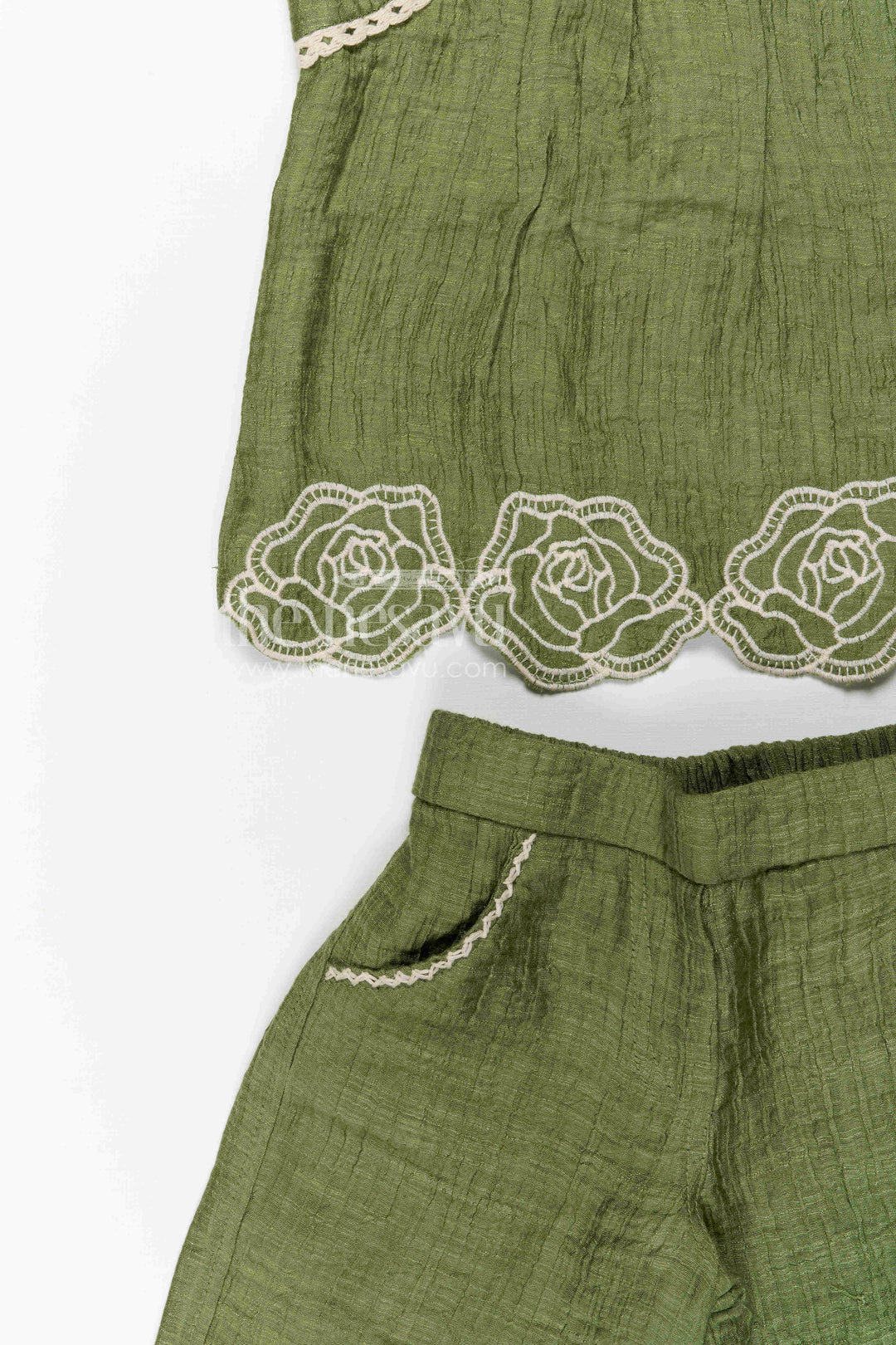 The Nesavu Girls Co-Ord Sets Girls Co Ord Set for Casual Outings and Summer Comfort Wear Nesavu Nesavu girls co ord set for casual outings with rayon cotton fabric and thread embroidery breathable summer wear