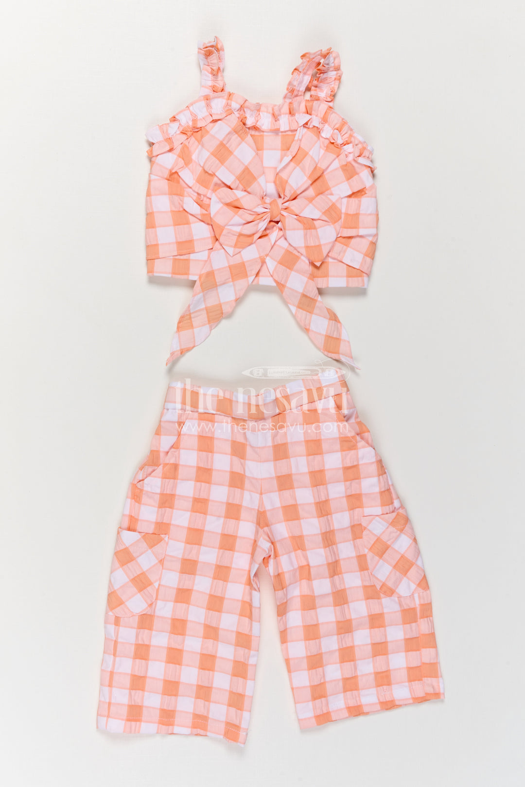 The Nesavu Girls Co-Ord Sets Girls Co Ord Set for Casual Outings and Summer Wear Nesavu Nesavu girls co ord set for casual outings with rayon cotton stripe design breathable summer outfit