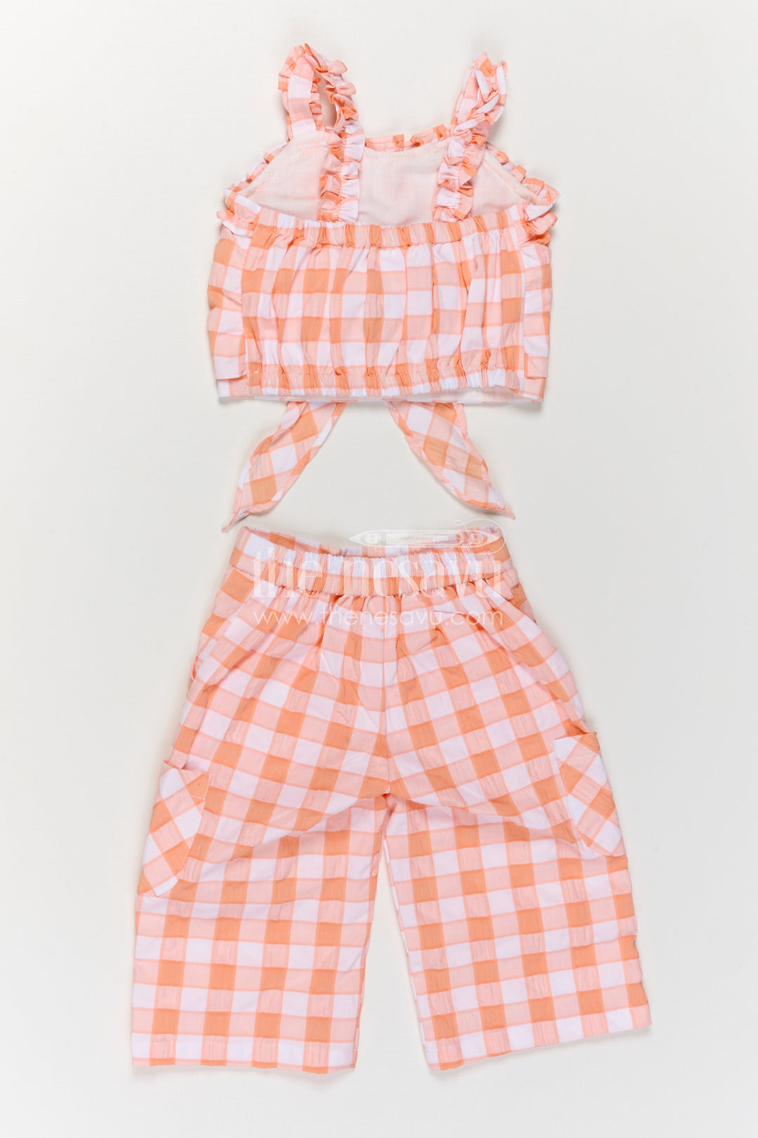 The Nesavu Girls Co-Ord Sets Girls Co Ord Set for Casual Outings and Summer Wear Nesavu Nesavu girls co ord set for casual outings with rayon cotton stripe design breathable summer outfit